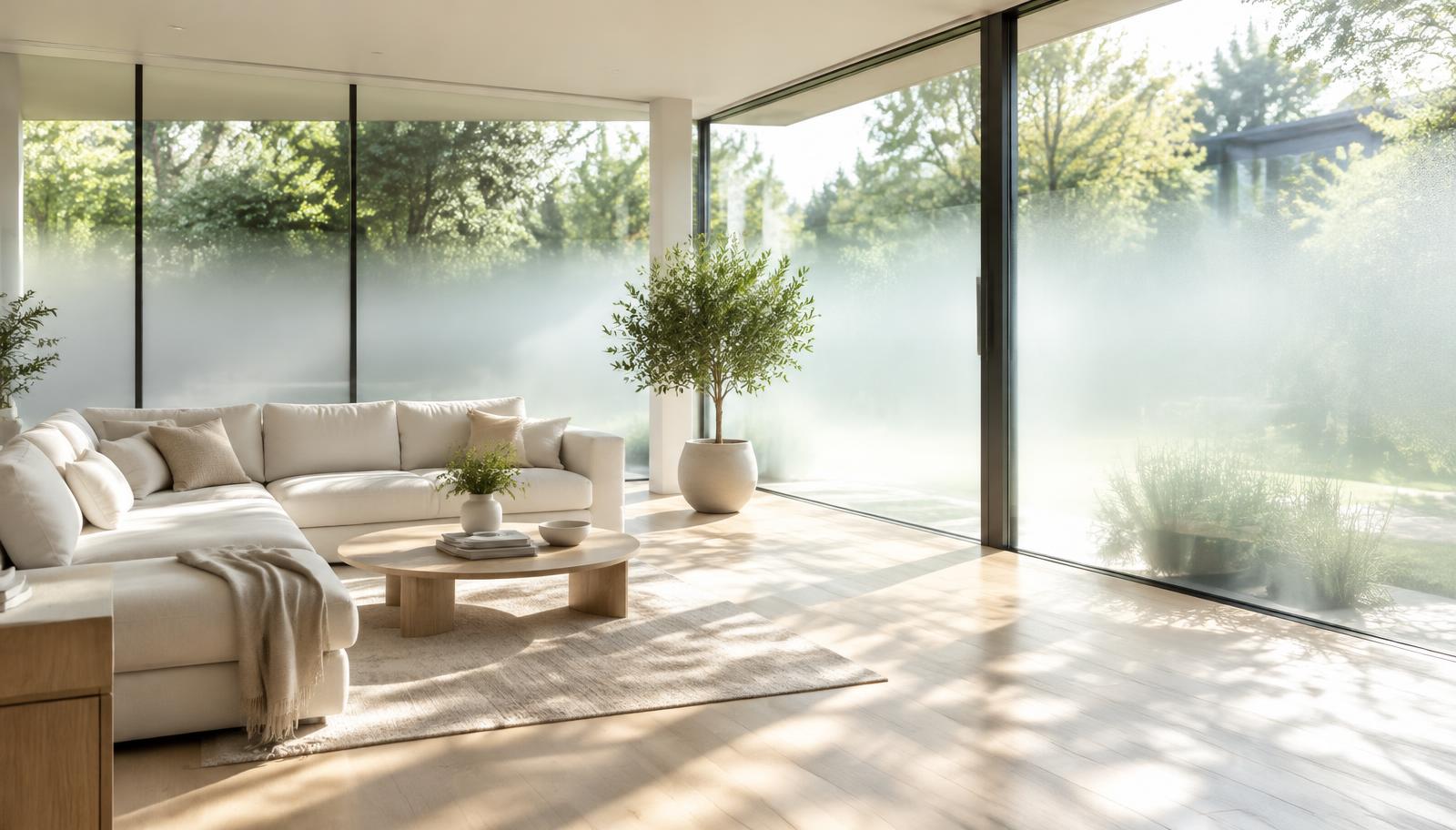 Bright interior styled with premium frosted glass film